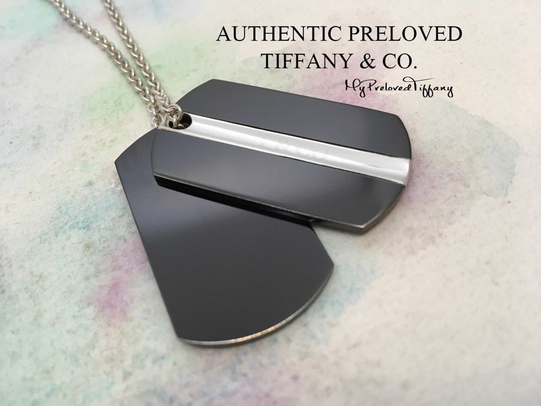 Excellent Authentic Tiffany Co. Black Midnight Titanium Double