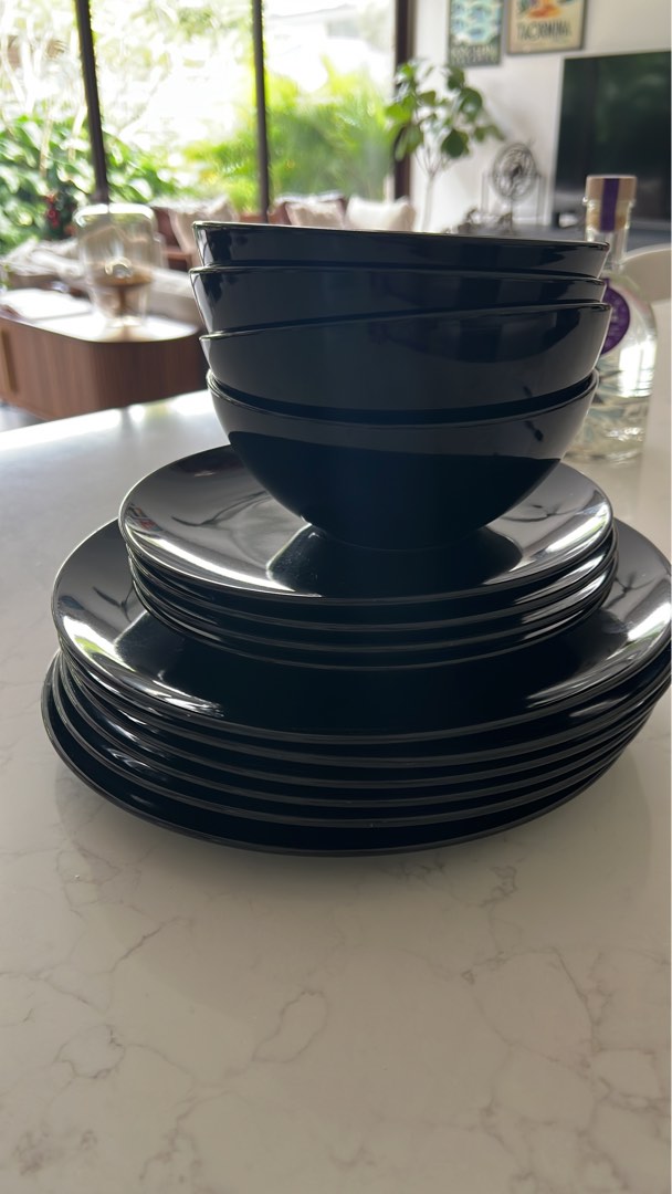 FREE Black IKEA Plates and bowls, Furniture & Home Living, Kitchenware & Tableware, Dinnerware