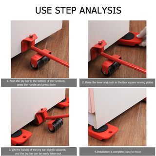 Furniture Lifter Mover Tool Set and 4 Pcs 4.13x3.15 Furniture Slides Kit, Furniture Move Roller Tools, 360 Degree Rotatable Pads, Suitable for