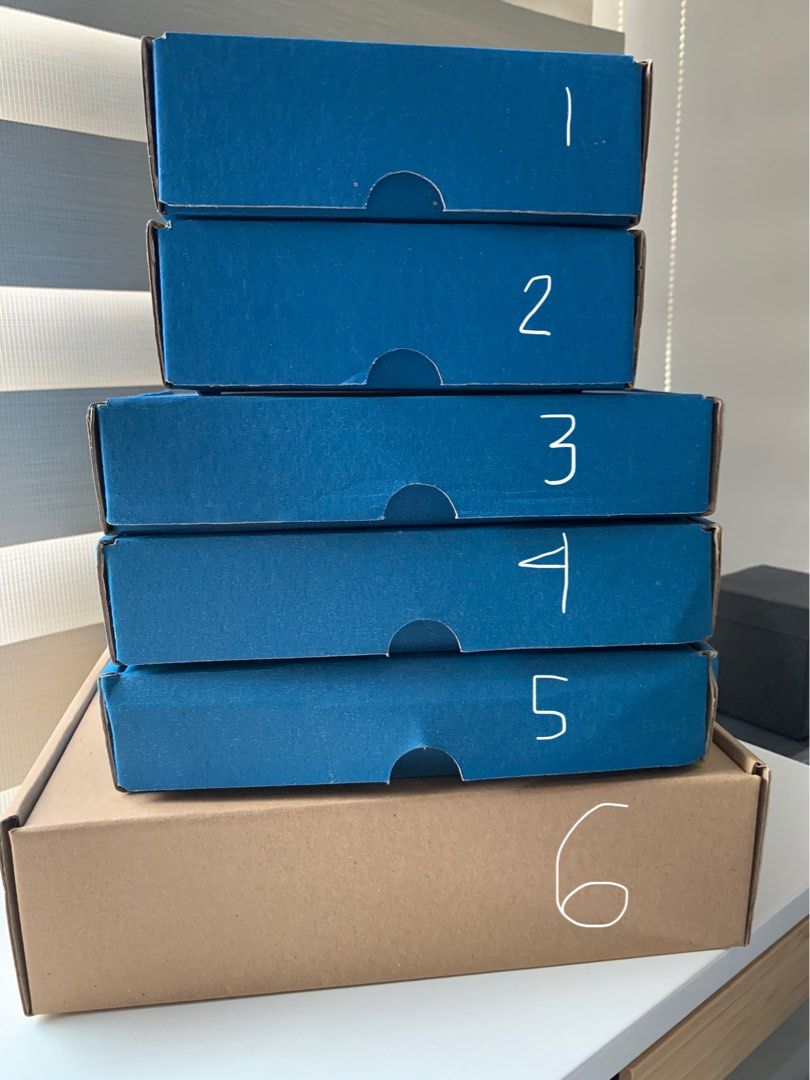 Gift/Kraft box in Blue and Brown (Category: Storage Boxes & Baskets) located in Quezon City. Submitted by mkr888 (Listing ID 1205715647, Image 1). Description: Hi! Selling my excess kraft/gift boxes I bought from Shopee. Here are the measurements, color, and prices 1 and 2 Measurement: 15x15x5 cm or 6x6x2 inches Price: 12php Color: Blue 3,4, and 5 (SOLD) Measurements: 20x14x4cm or 7.8x5.5x1.5inches Price: 15php Color: Blue 6 (SOLD) Measurements: 