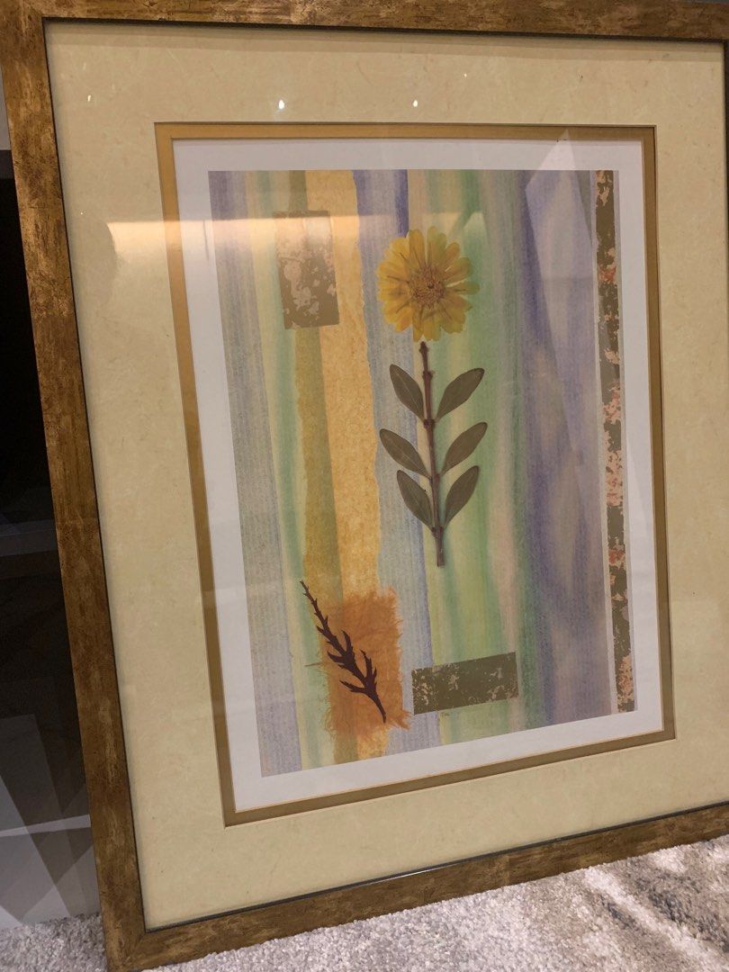 Flower Glass Framed Wall Decor (Category: Wall Decor) located in Marikina City. Submitted by twentyfoursevensale (Listing ID 1205767217, Image 2). Description: Simple flower with different hues as background encased in cream and rustic gold frame for a vintage finish Decor is timeless and can easily blend into any room Dimensions: 23 inches width x 28 inches length x 0.5 inches height No issues MOP: GCash or bank transfer PIOG.