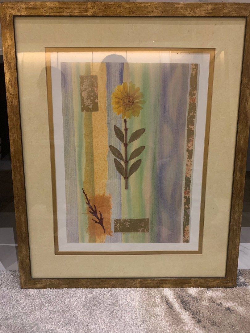 Flower Glass Framed Wall Decor (Category: Wall Decor) located in Marikina City. Submitted by twentyfoursevensale (Listing ID 1205767217, Image 1). Description: Simple flower with different hues as background encased in cream and rustic gold frame for a vintage finish Decor is timeless and can easily blend into any room Dimensions: 23 inches width x 28 inches length x 0.5 inches height No issues MOP: GCash or bank transfer PIOG.