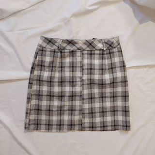 Grey checked mini skirt