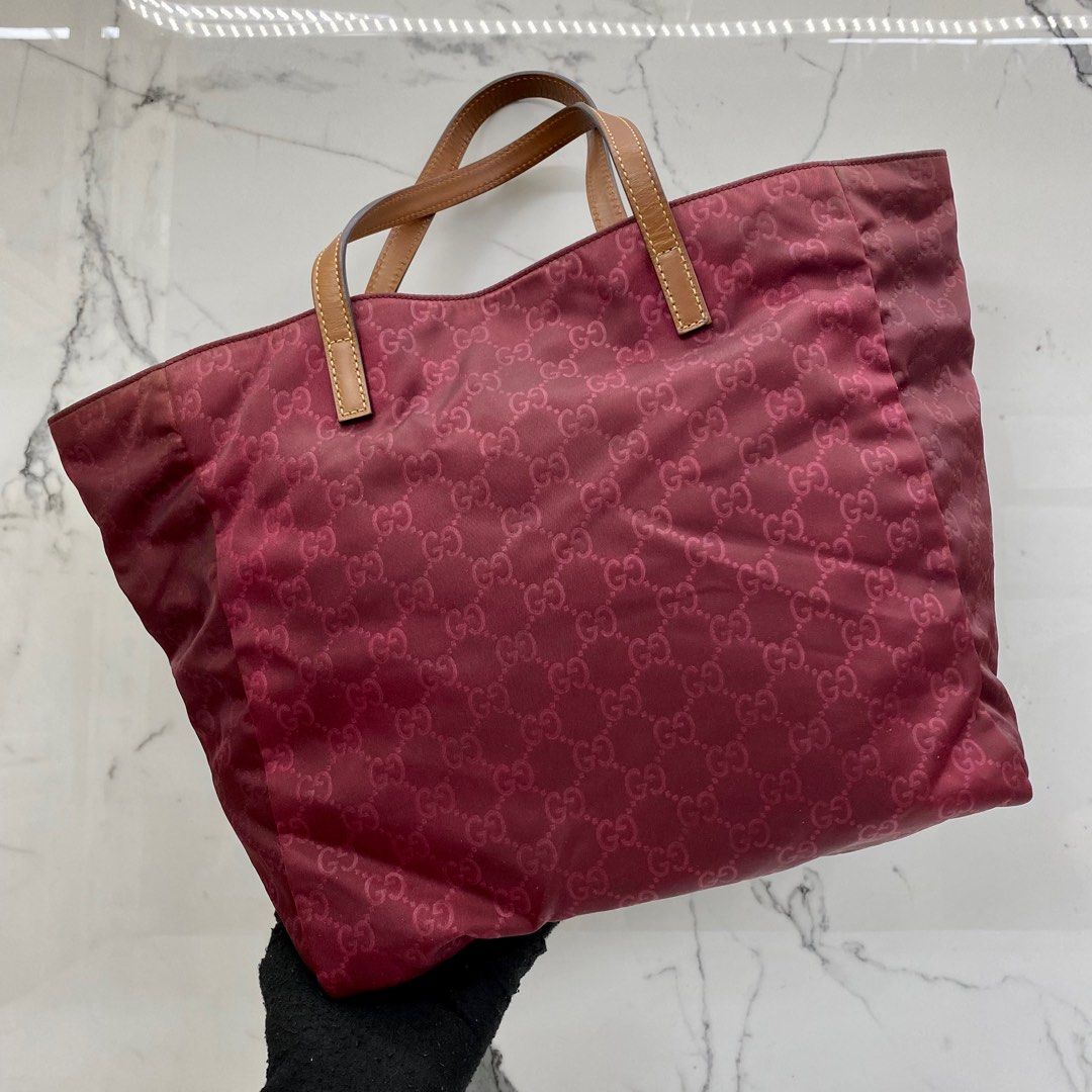 GUCCI 282439 DARK RED NYLON TOTE 227020796