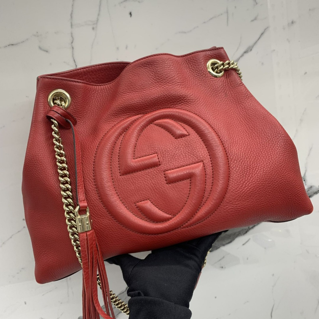 GUCCI 308982 RED SOHO SHOULDER BAG 227035669 SI Luxury Bags