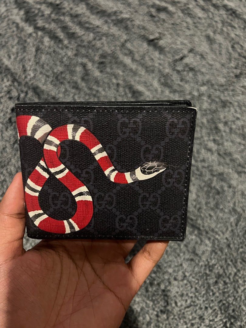 Kingsnake Print Gucci Kingsnake Wallet Black GG Supreme Black