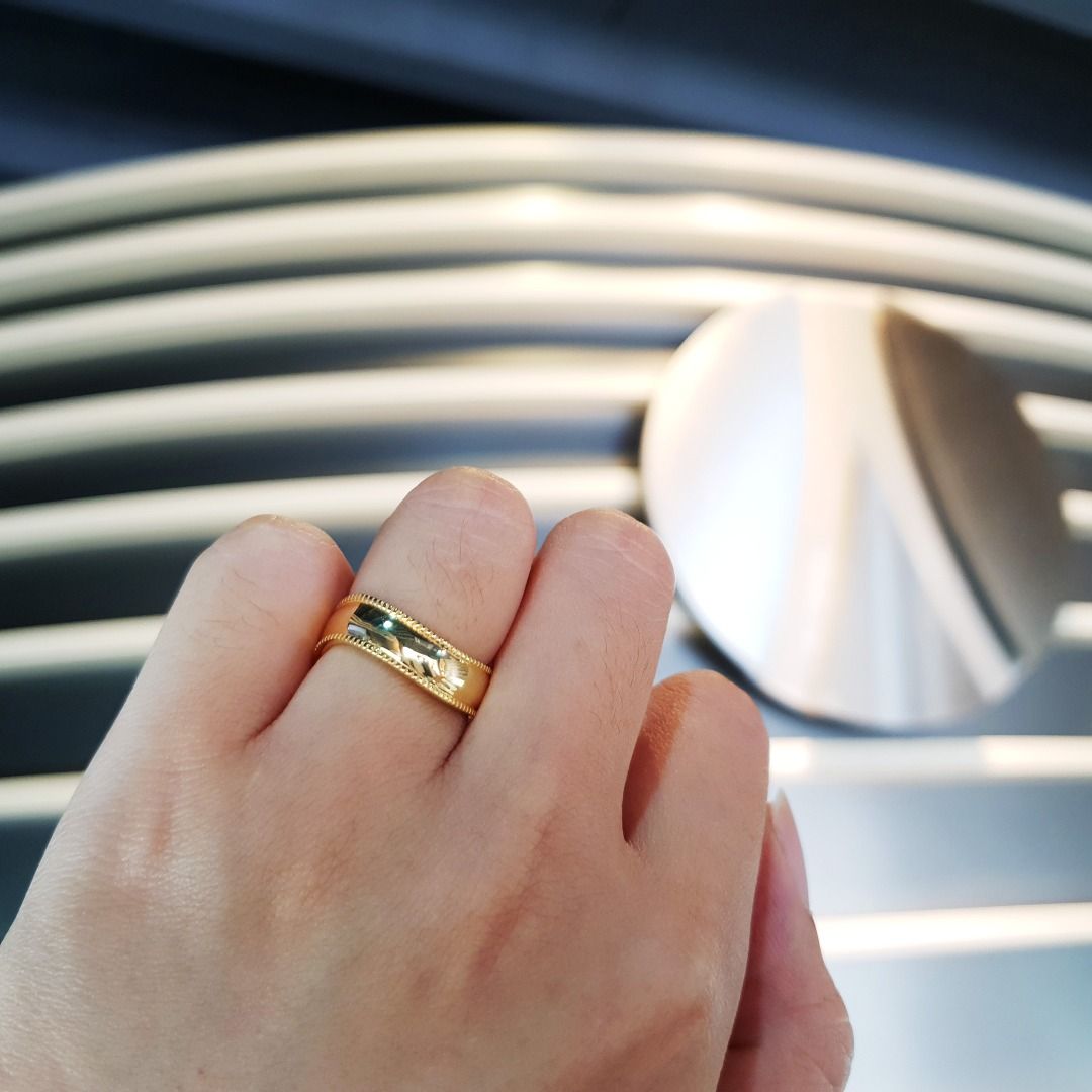 HELIOS VINTAGE MILLGRAIN WAVY WEDDING BAND GENTS 2022 226
