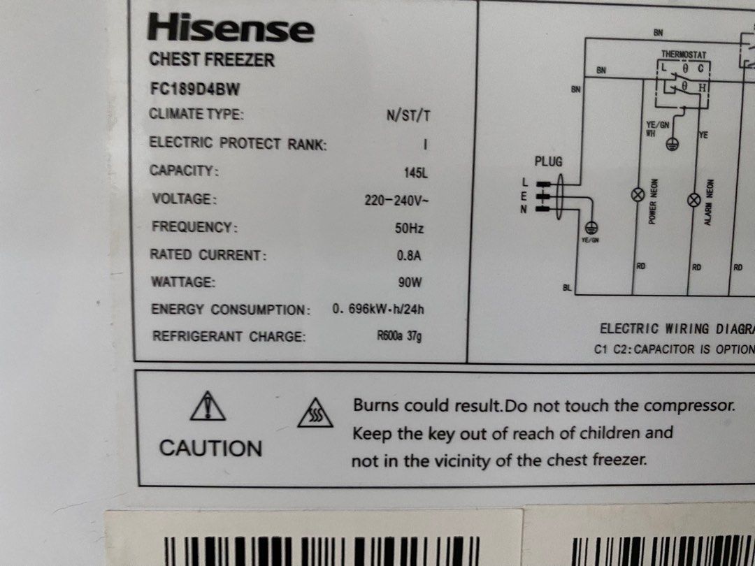 Hisense Chest Freezer 145L, TV & Home Appliances, Kitchen Appliances