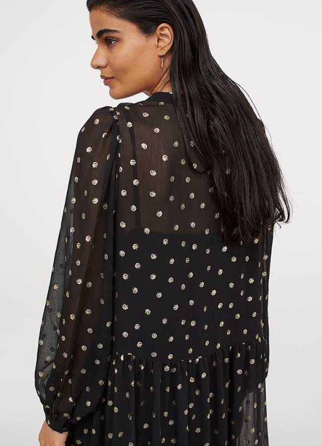 H&m black new arrivals and gold dress