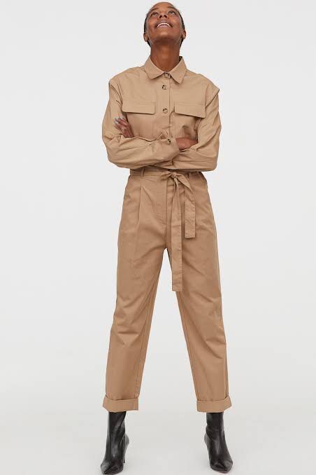 Beige jumpsuit hm hotsell