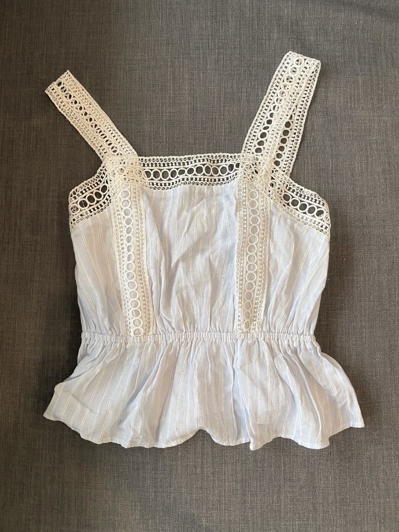 H&m blue lace top online