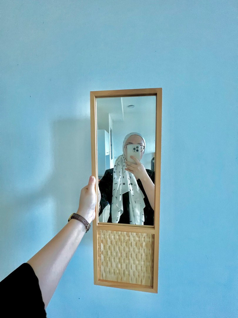 Ikea Hollow Rattan/Bamboo Mirror, Furniture & Home Living, Home Decor