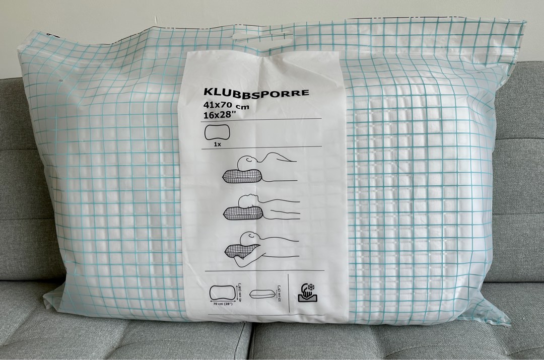 IKEA KLUBBSPORRE Ergonomic pillow, 41*70 cm, Furniture & Home Living
