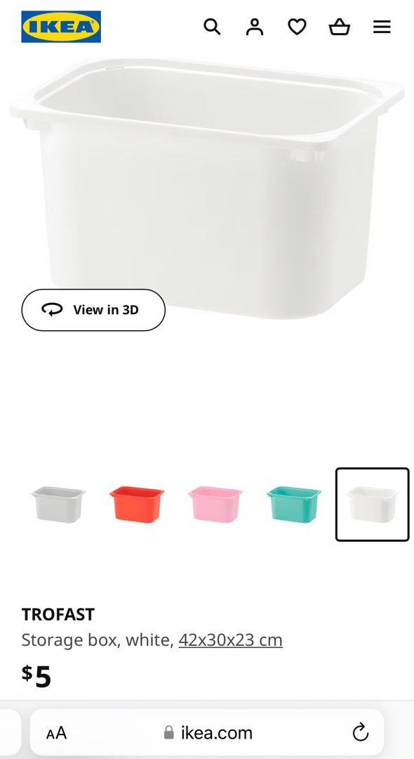 IKEA Trofast white storage boxes with lids, Furniture & Home Living