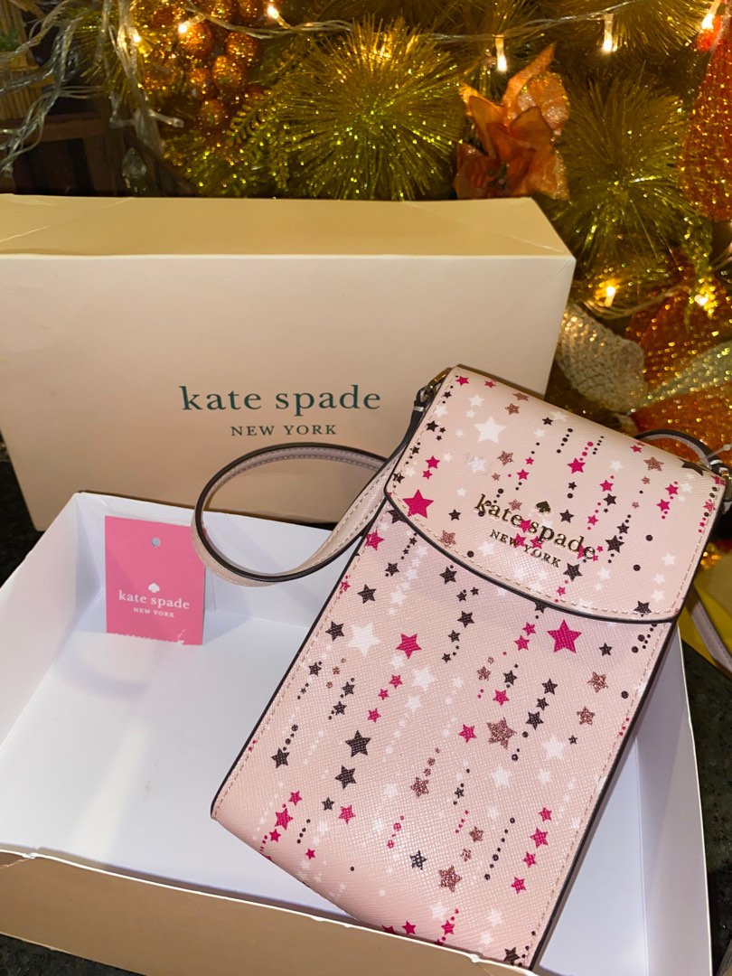 Kate Spade Staci Twinkle Printed Glitter North South Flap Phone Crossbody  Gift