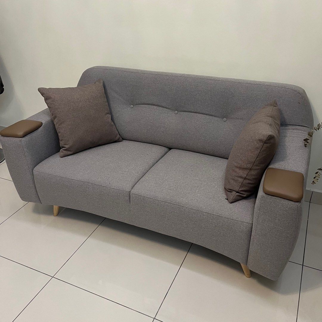 Kinsen 2 seater sofa grey brown (2 pillow) Limited Edition, Furniture