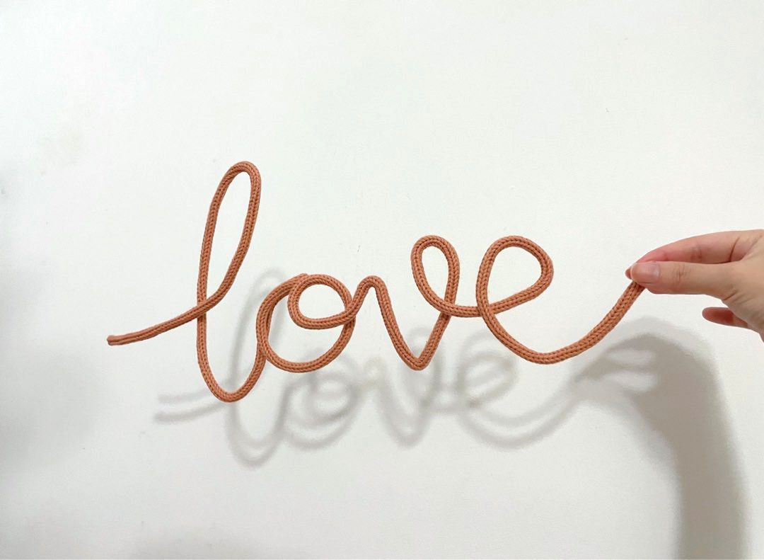 Knitted Love Sign In Apricot - Scandi Style Wire Words Wall Art / Girl /  Boy Nursery. Gift For Newborn Baby /New Mum / Gender Neutral /, Furniture &  Home Living, Home