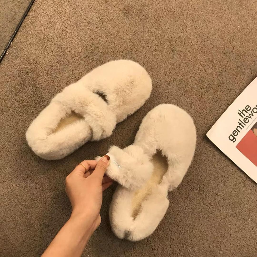 Ladies Girls Furry Slippers