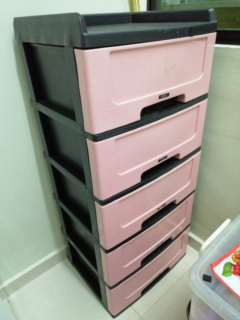 Large plastic drawers Pink, Furniture & Home Living, Furniture, Shelves