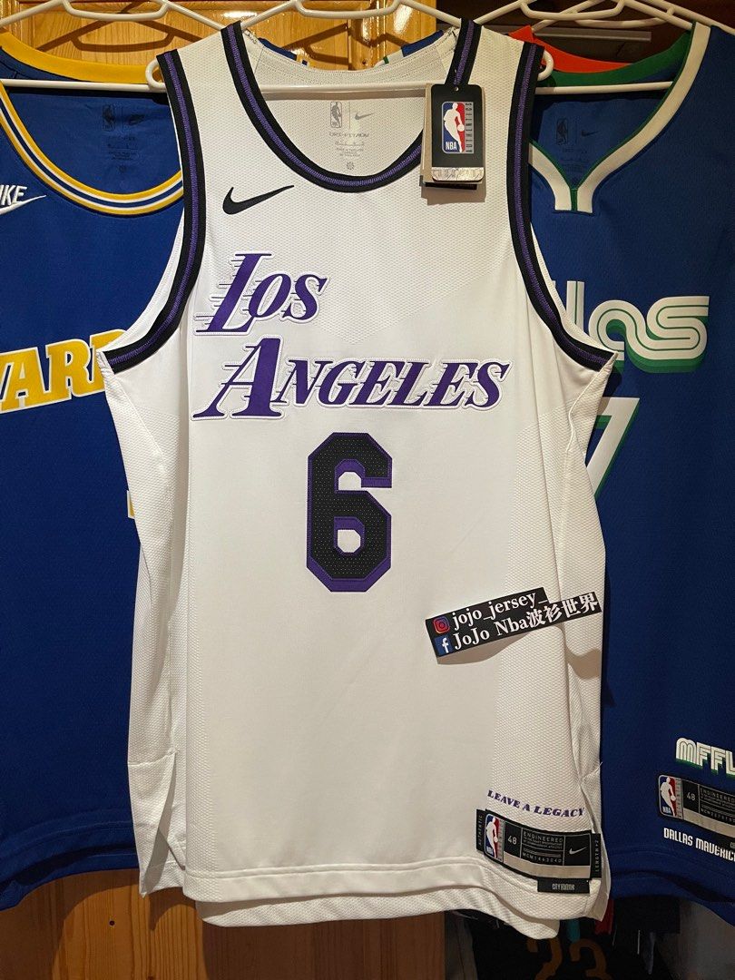 Nike Lebron james #6 los Angeles Lakers purple jumpman Authentic Jersey Sz  L 48