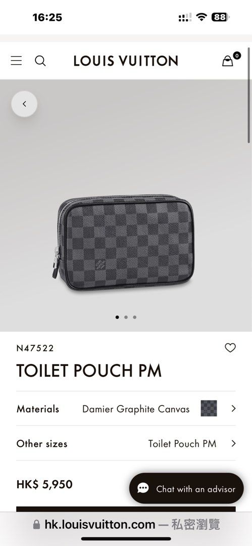 Louis Vuitton Damier Graphite Toilet Pouch PM N47522 Men's Pouch