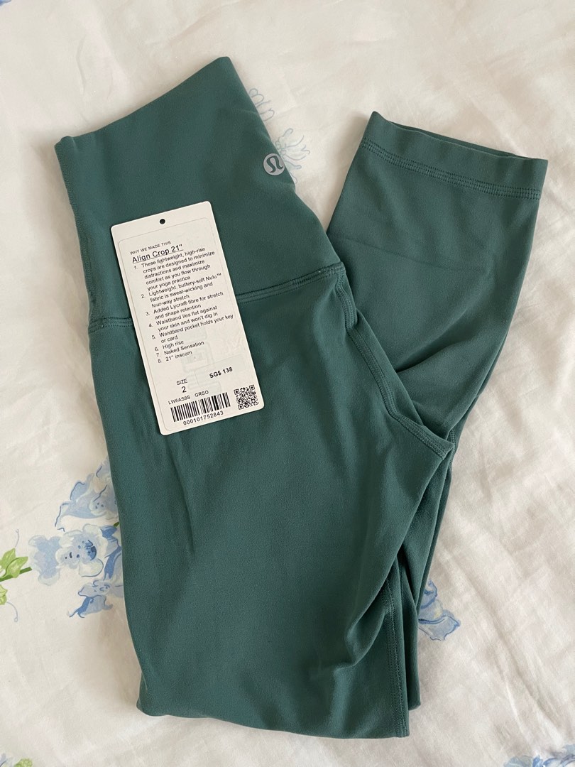 Lululemon Align Crop 21” Leggings High Rise GRSG Green Sage LW6AS8S Size 10