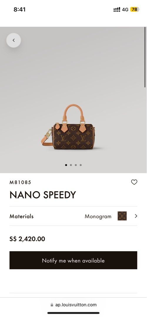 Louis Vuitton Nano Speedy monogram M81085 Made In France