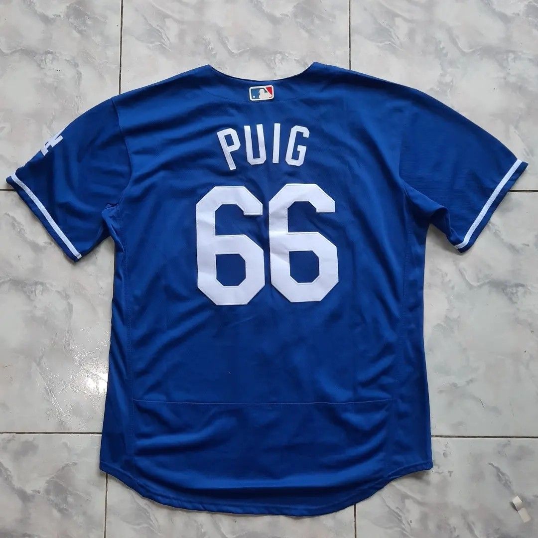 Majestic LA Dodgers Yasiel Puig #66 Authentic Flex Base Away