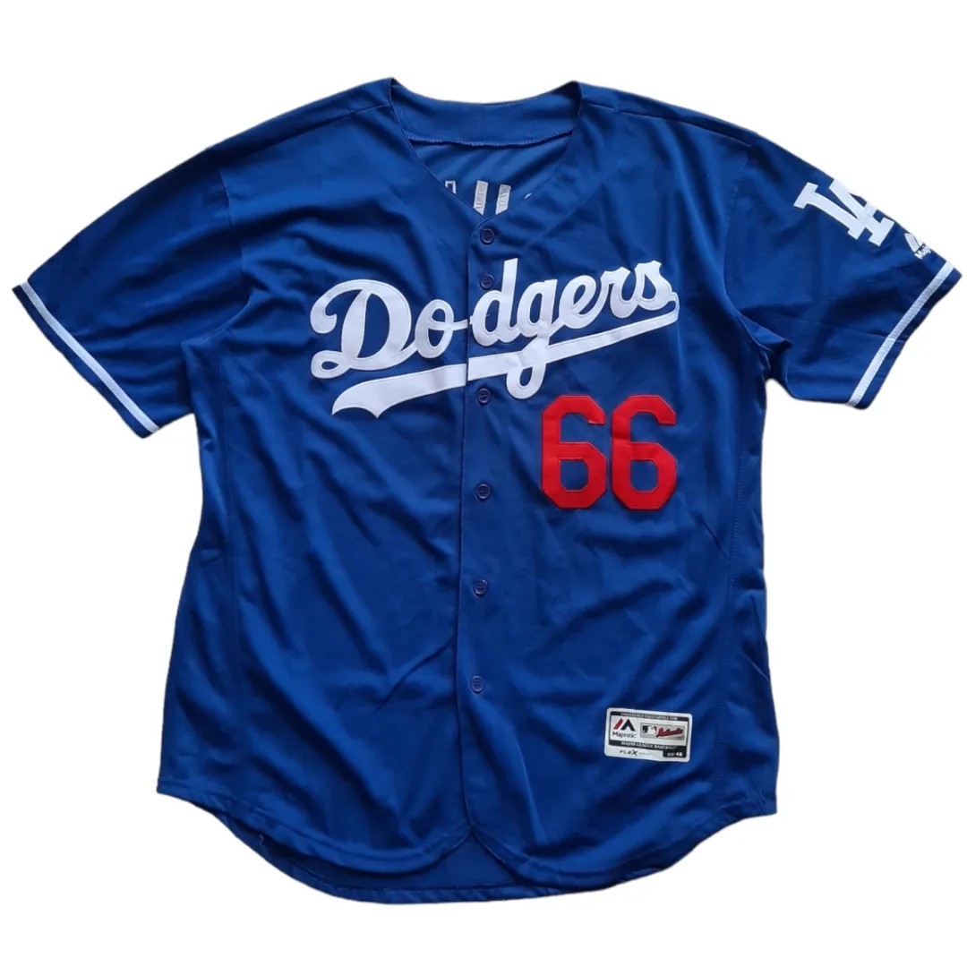 Majestic LA Dodgers Yasiel Puig #66 Authentic Flex Base Away