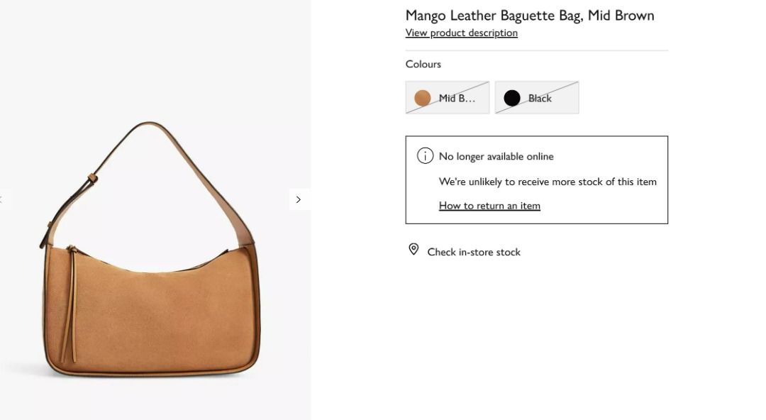 Mango Leather Baguette Bag Fesyen Wanita Tas Dompet di Carousell