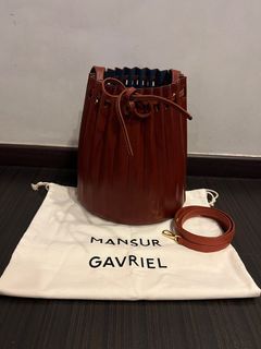 Mansur Gavriel Mini Saffiano Leather Bucket Bag In Ocean