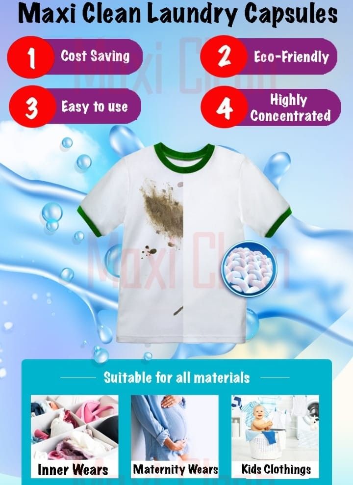 Maxi clean 4 in 1 laundry Capsule/ 50 pod per box, Furniture & Home