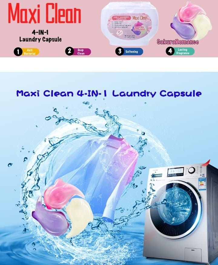 Maxi clean 4 in 1 laundry Capsule/ 50 pod per box, Furniture & Home