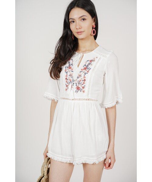 MDS Janine Embroidered Romper White Women s Fashion Dresses Sets Rompers on Carousell