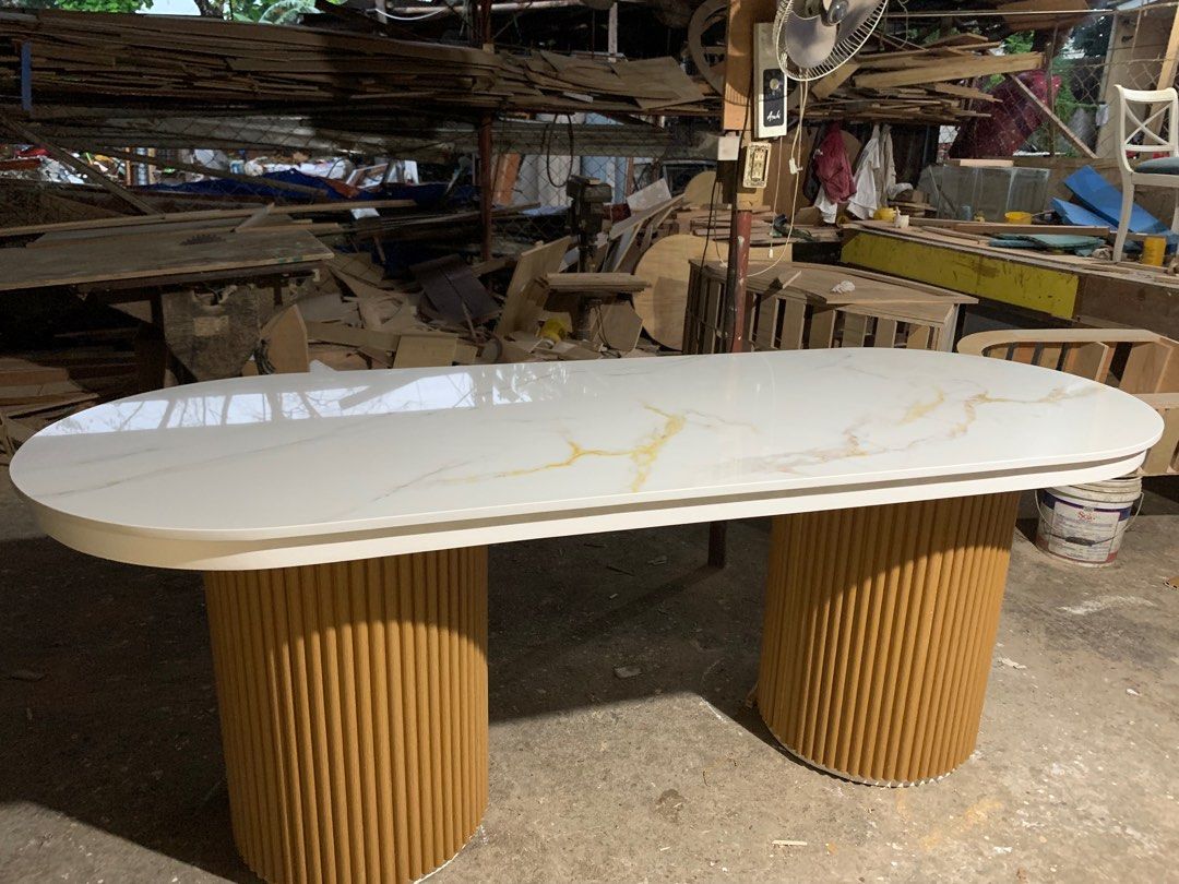 Modern Dining Table with Quartz Top, Furniture & Home Living, Furniture