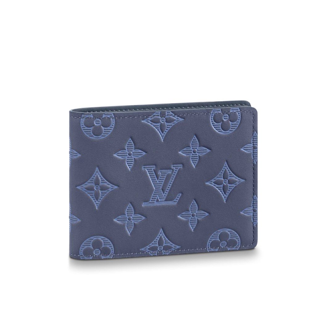 Louis Vuitton Multiple Wallet Monogram Shadow Navy Blue in Cowhide