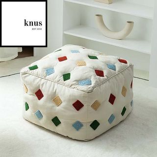 Ottoman Stool Pouf CLOUD Cube Square embroidered with pillow core 47x47x30