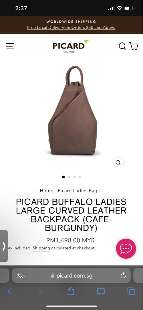 Picard Buffalo Ladies Large Curved Leather Backpack