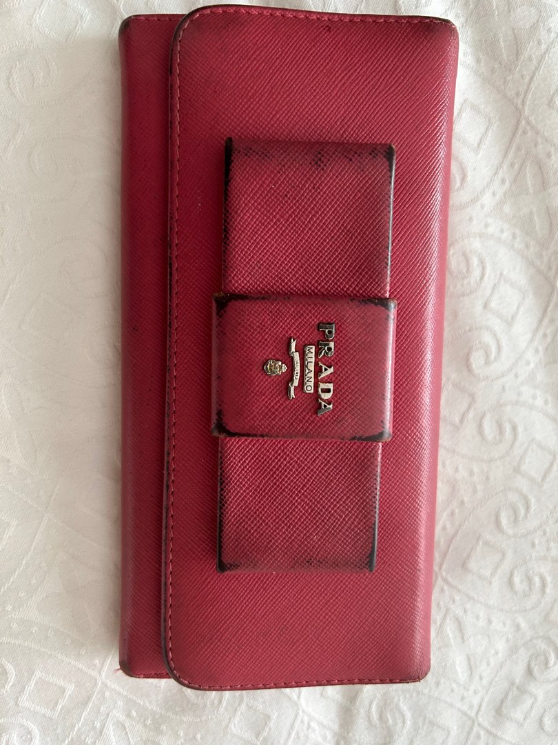 Prada pink wallet, Luxury, Bags & Wallets on Carousell