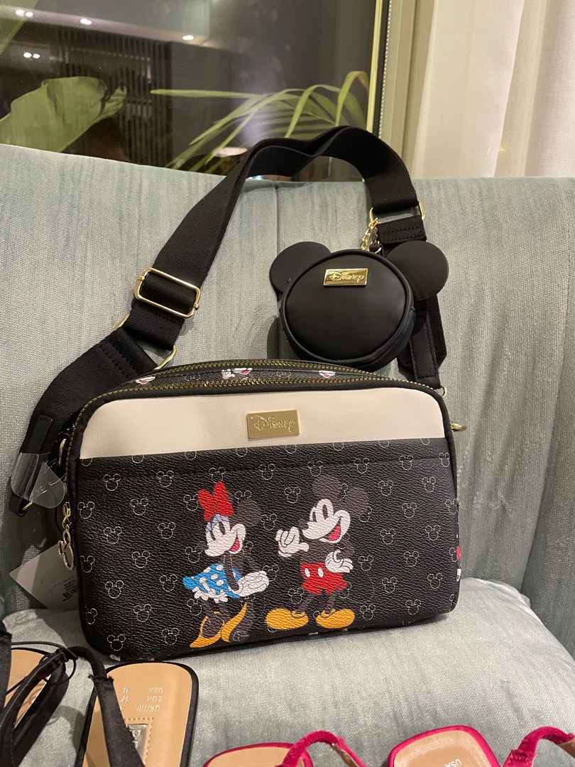 Primark Disney Mickey Mouse Black Gold Embossed Quilted Shoulder Bag Purse  | eBay