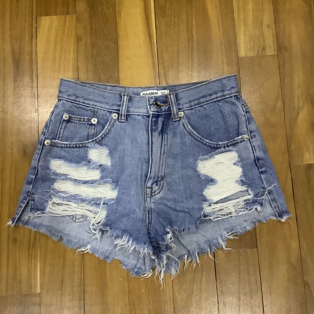 pull bear ripped denim shorts Women s Fashion Bottoms Shorts on