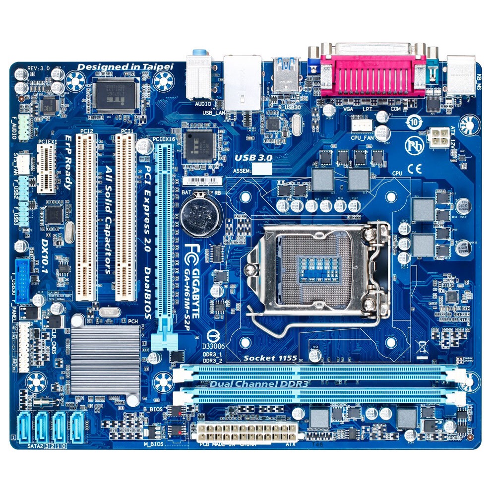 REFURBISHED GAH61MS2P BYTE H61,S1155,GLAN,PARALLEL PORT Motherboard