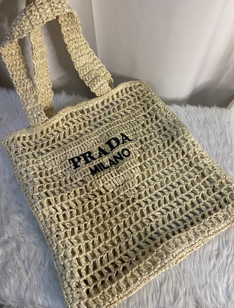 Prada raffia tote crochet weave aesthetic bag preorder, Luxury, Bags &  Wallets on Carousell