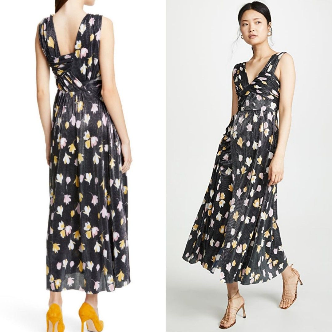 Self portrait floral printed plisse deals dress