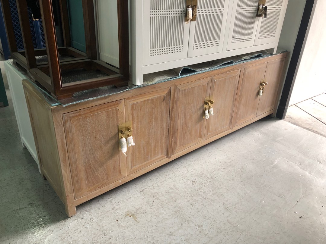 Solid Elm Wood TV Console, Furniture & Home Living, Furniture, TV