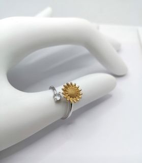 Sunflower Anxiety ring , spinner ring , fidget ring , fidget spinning ring , boredom ring , ring with many uses
