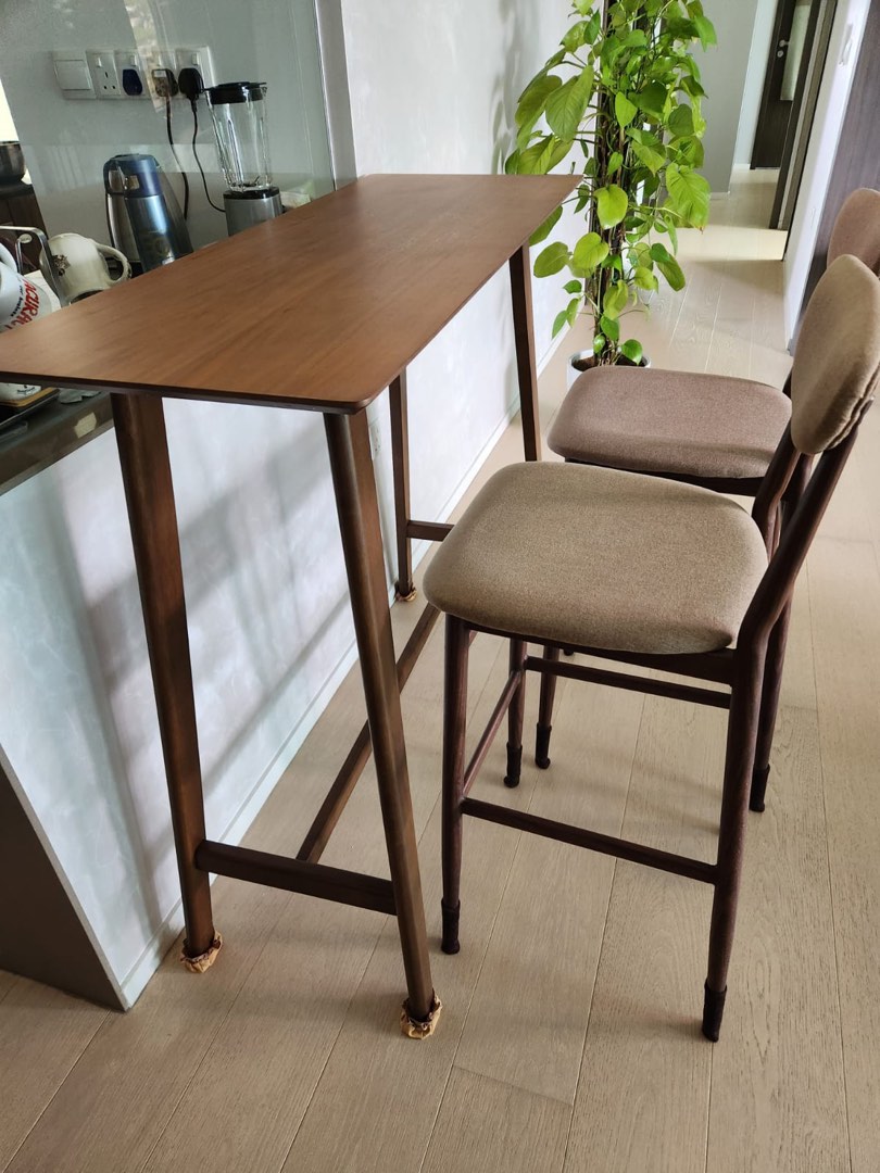 Tall table set (1 table and 2 chairs), Furniture & Home Living
