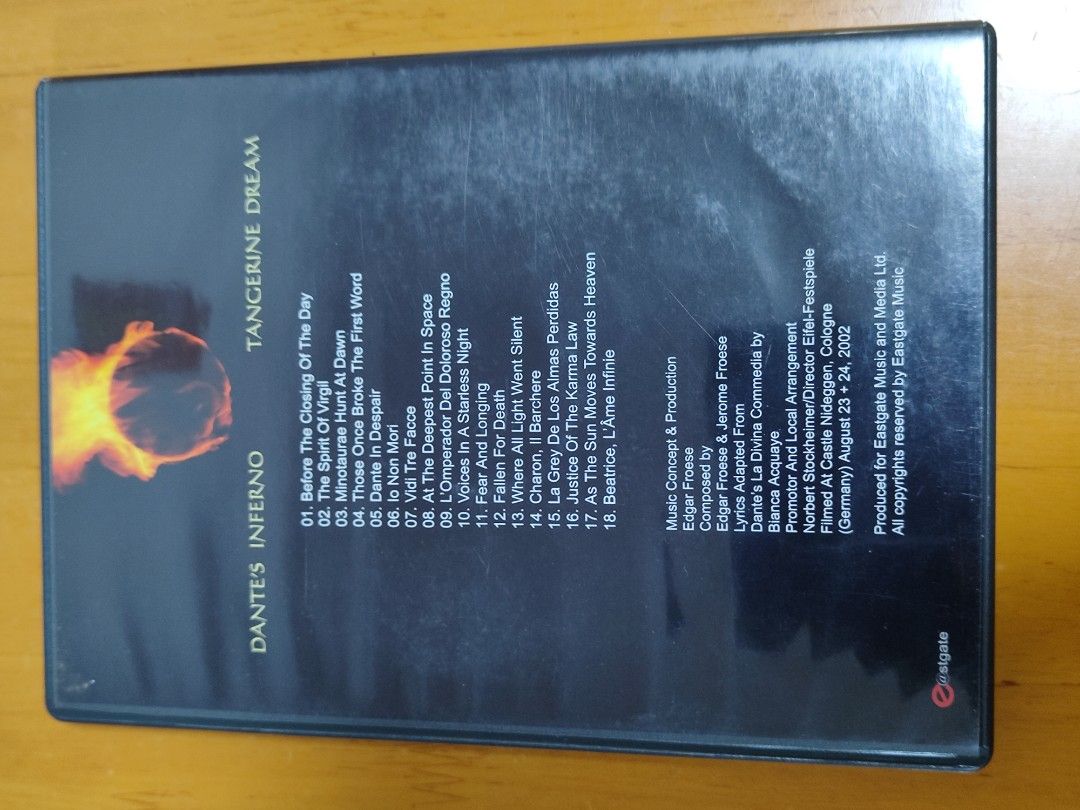 Tangerine Dream Dante's Inferno DVD, 興趣及遊戲, 音樂樂器 & 配件, 音樂與媒體 CD 及