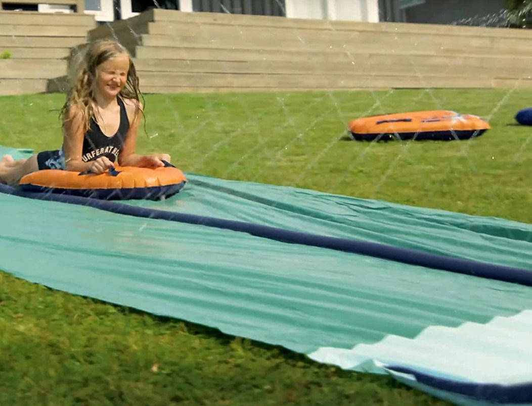 TEAM MAGNUS 18ft XL Slip and Slide Heavy Duty Inflatable Slide with Central Sprinkler and XL