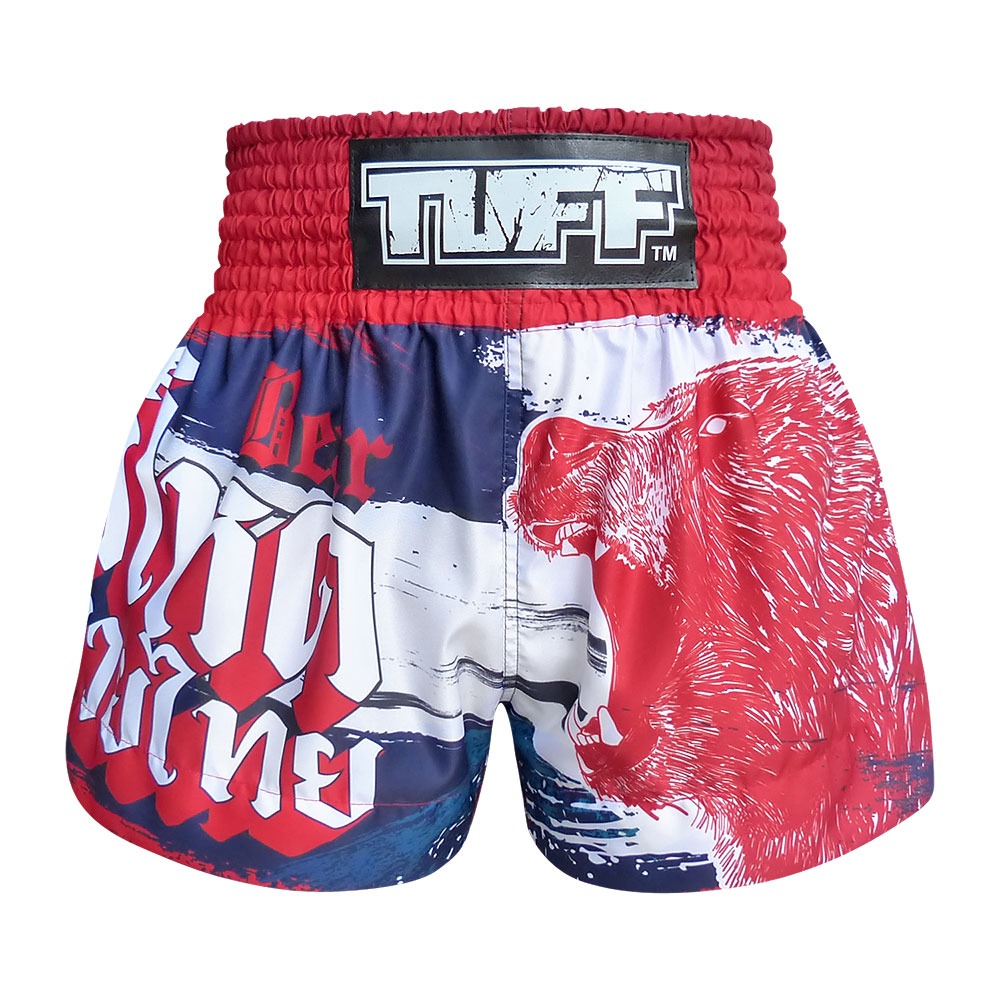 Tattersall Navy Print Pattern Muay Thai Boxing Shorts main image 1